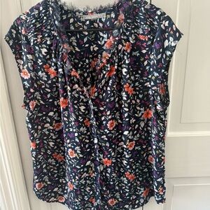 Daniel Rainn Navy Floral Frill Blouse